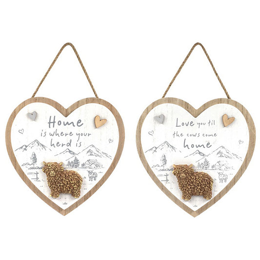 HIGHLAND HANGING HEART PLAQUE