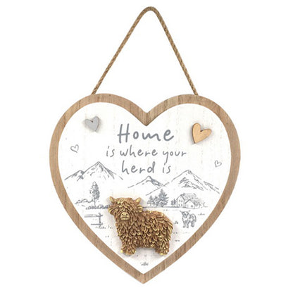HIGHLAND HANGING HEART PLAQUE